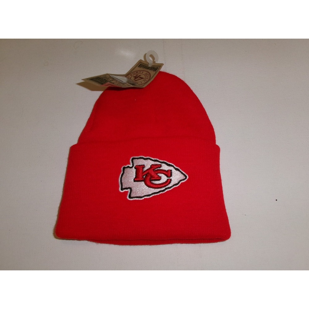 KANSAS CITY CHIEFS 47BRAND BEANIE KNIT TOBOGGAN HAT CAP VINTAGE DEADSTOCK U5